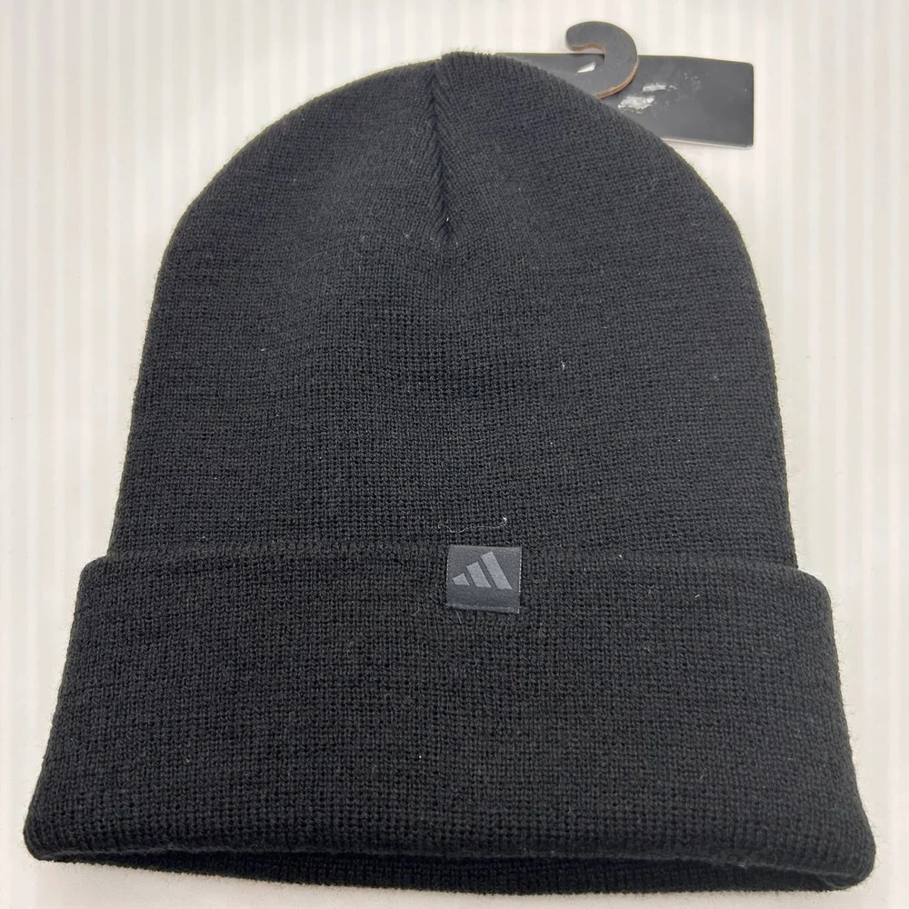 Adidas Mens Postseason Fold Beanie Black Carbon Grey Knit Hat IV2998 NEW